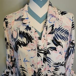 Velvet Heart Palm Print Long Sleeve Button Up Size L